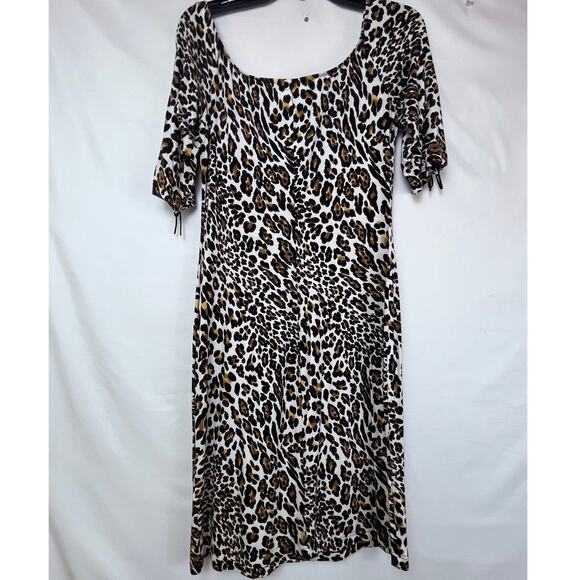 Joseph Ribkoff Women's Size 12 Brown/White Leopard Print Knee Length Dress 31220 - Picture 8 of 8